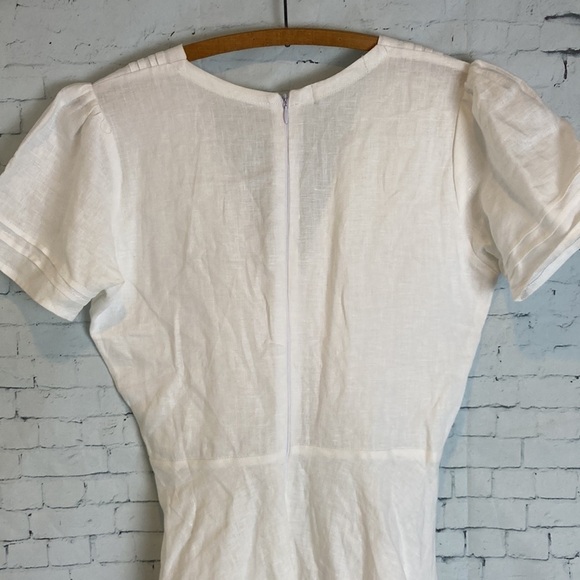 Pampelone Ella White 100% Linen Mini Dress Sz S Fit & Flare Beach Boho Vacation - Picture 9 of 16